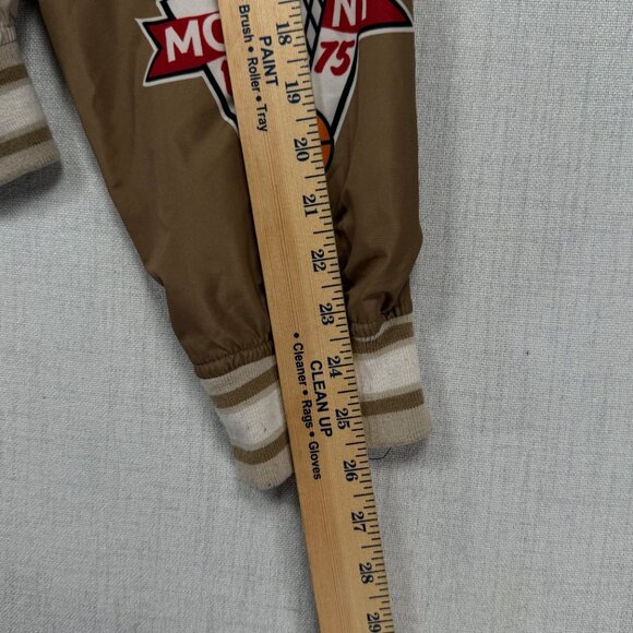 Members Only Varsity Bomber Jacket Beige Brown Patches Tiger Graphic Size L - Picture 15 of 16